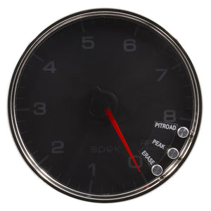 AutoMeter P23831 Autometer Spek-Pro Gauge Tachometer 5in 8K Rpm W/Shift Light & Peak Mem Black/Chrome