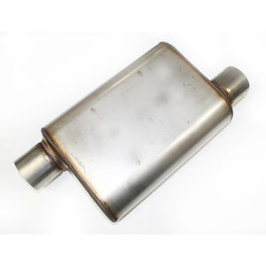 JBA 40-301300 Universal Chambered Style 304SS Muffler 13x9.75x4in 3in Inlet Diameter Offset/Offset