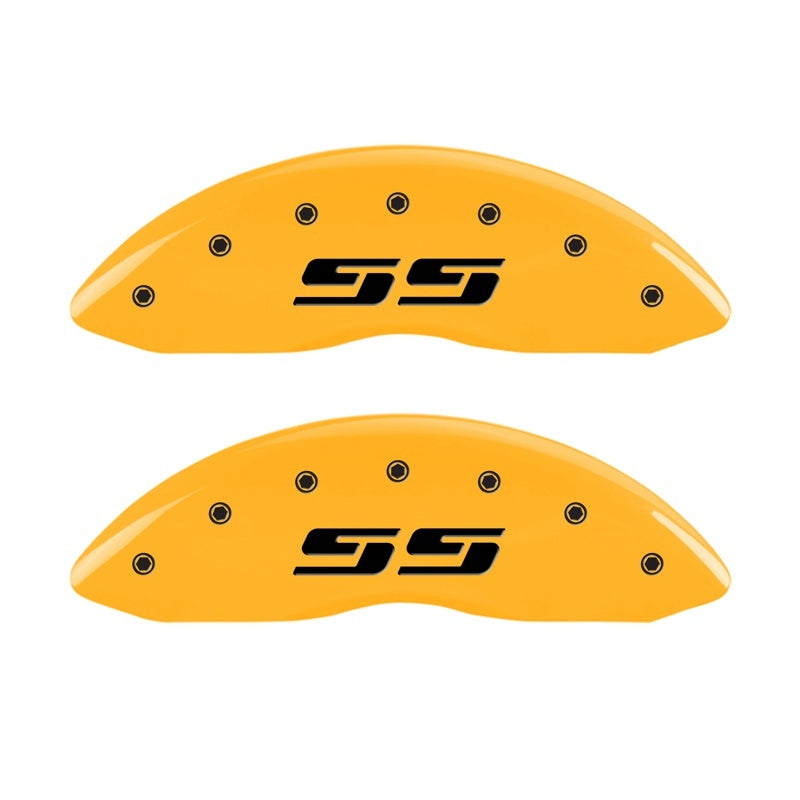 MGP 14207FSS3YL 2 Caliper Covers Engraved fits Silverado SS Yellow Finish Blk Ch