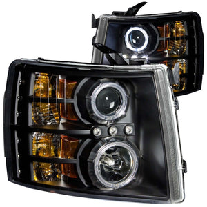 ANZO 111107 2007-2013 fits Chevrolet Silverado 1500 Projector Headlights w/ Halo Black