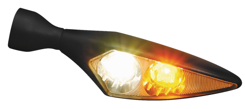 Kuryakyn 2540 Kuryakyn Rhombus Front Left White/Amber Satin Black