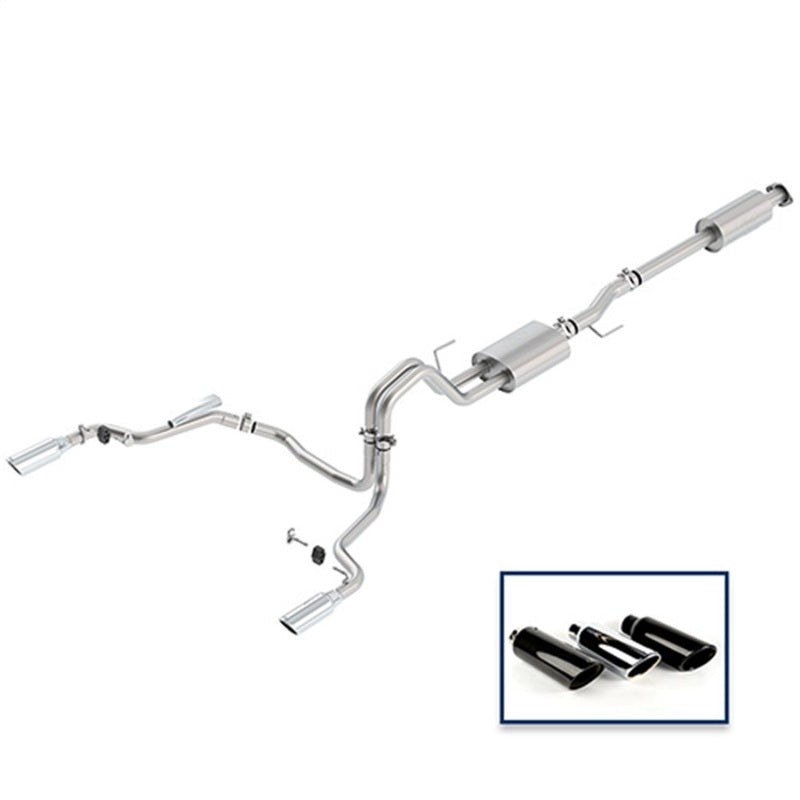 fits Ford 15-18 Racing M-5200-F1550DSCA F-150 5.0L Cat-Back Sport Exhaust System - Rear Exit Chrome Tips