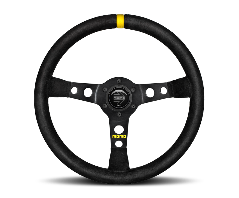 Momo R1905/35S MOD07 Steering Wheel 350 mm - Black Suede/Black Spokes/1 Stripe