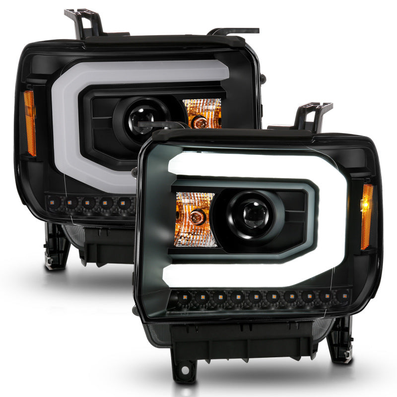 ANZO 111513 2015 fits GMC 14-20 Sierra 1500 Projector Headlights w/ Light Bar Black Housing (Halogen Type)