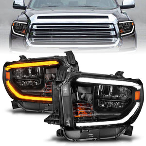 ANZO 111531 2014-2017 fits Toyota Tundra LED Crystal Headlights w/ Switchback Black Housing w/ DRL