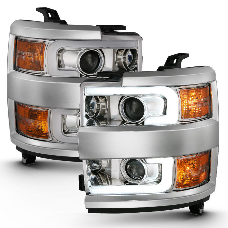 ANZO 111360 2016 fits Chevrolet 15-20 Silverado Projector Headlights w/ Plank Style Design Chrome w/ Amber