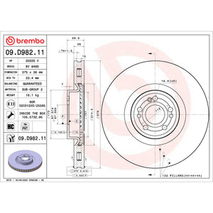 Brembo OE 09.D982.11 20 23 fits Mercedes-Benz GLE450/GLE580/GLS450/2020 GLS580 U