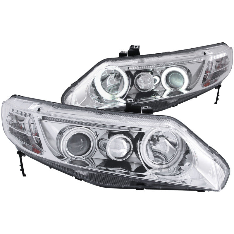 ANZO 121061 2011 fits Honda 06-20 Civic Projector Headlights w/ Halo Chrome (CCFL)