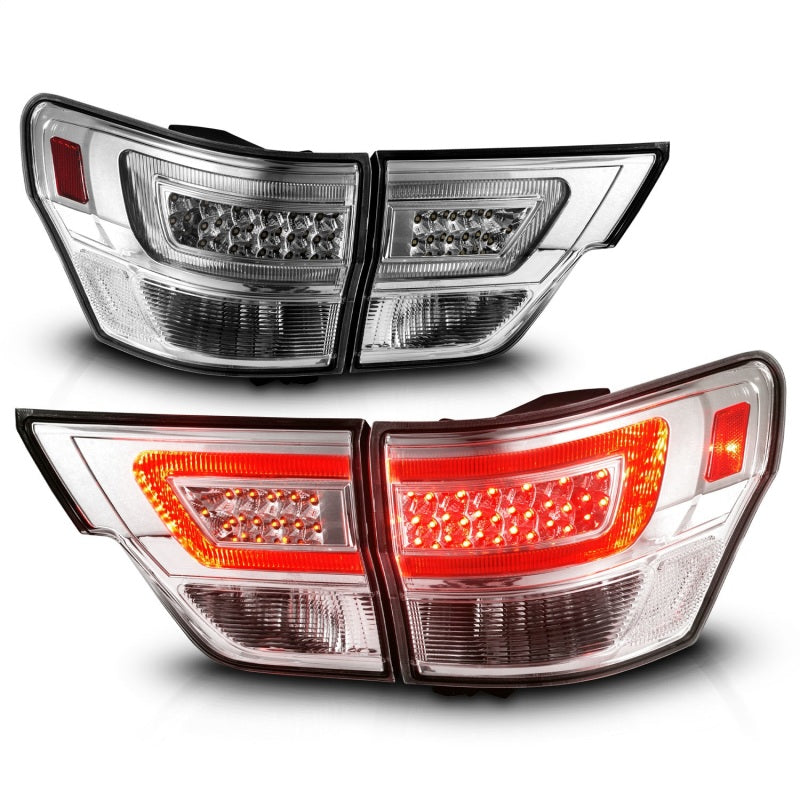 ANZO 311441 fits Jeep 11-13 Grand Cherokee LED Taillights w/ Lightbar Chrome Housing/Clear Lens 4pcs