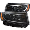 ANZO 111329 2015 fits Jeep 14-20 Grand Cherokee Projector Headlights w/ Plank Style Design Black