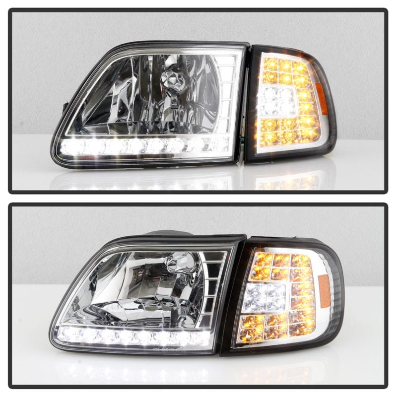 5014191 Xtune fits Ford 97-03 F150 Crystal Headlights w/ Clear LED Corners Chr