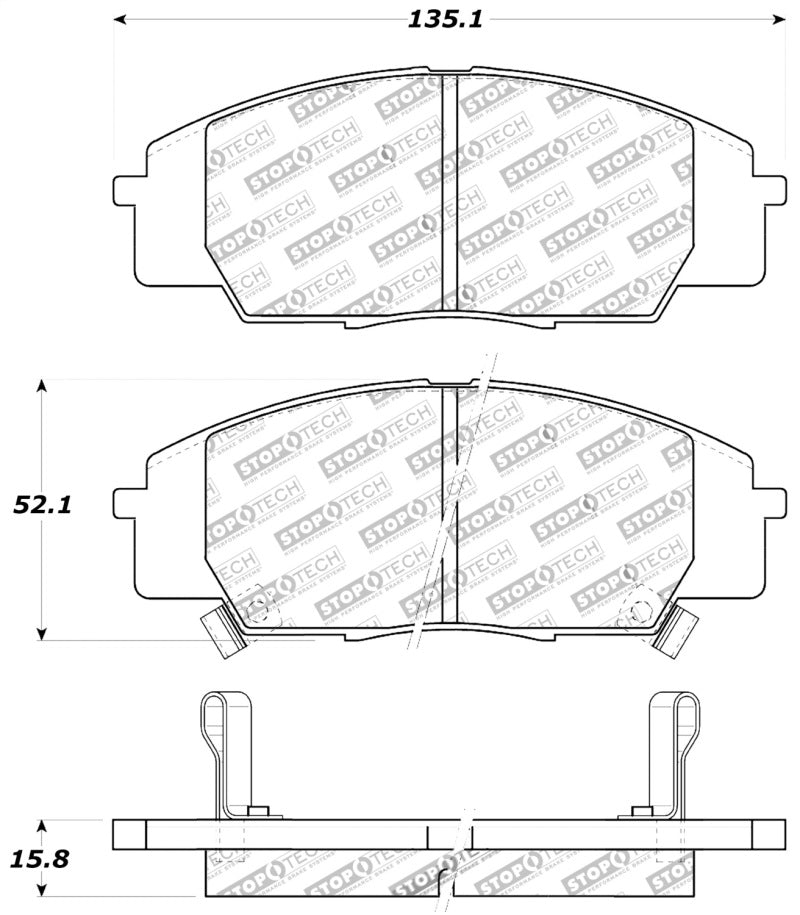 Stoptech 309.0829 Performance 00-09 S2000/06+ fits Civic Si/02-06 RSX-S (non base) Front Brake Pads