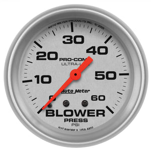 AutoMeter 4402 Ultra-Lite 2-5/8in Blower Pressure Gauge - 60PSI / Mechanical