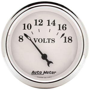 AutoMeter 1692 AutoMeter Gauge Voltmeter 2-1/16in. 18V Elec Old Tyme White