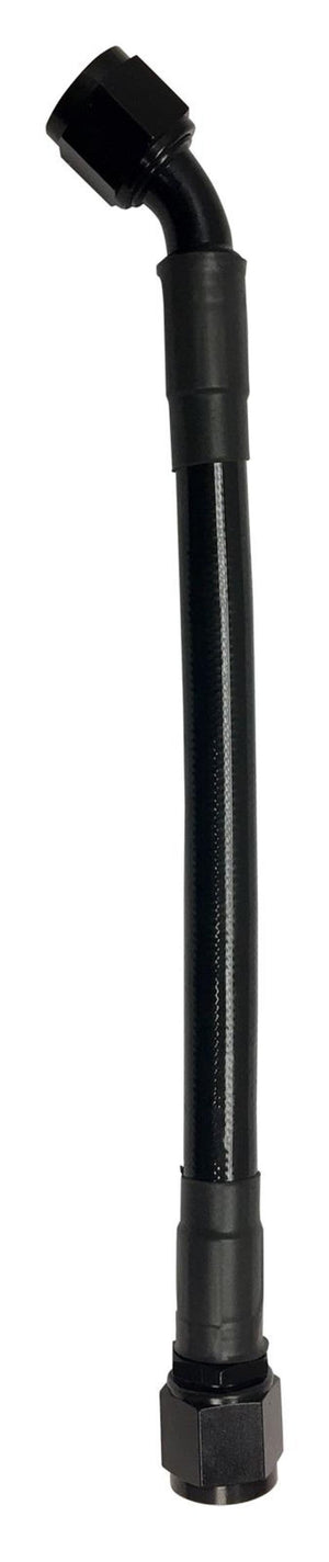Fragola 6028-1-4-60BL -8AN Ext Black PTFE Hose Assembly Straight x 45 Degree 60in