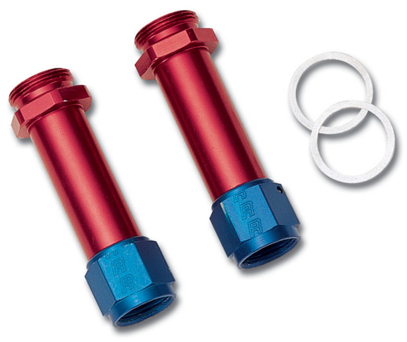 Russell 640750 Performance -8 AN Carb Inlet Fittings (2 pcs.) (Red/Blue)