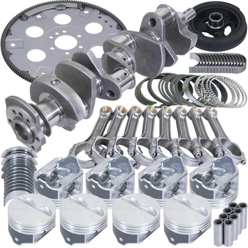 Eagle B15405L00068 fits Chevy 350 1Pc 3.750in Crank 5.700in I-Beam Rods 4.000in Pistons 168 Tooth FP Balanced Assembly