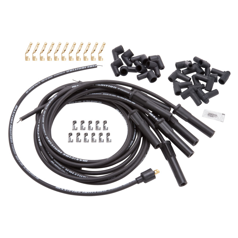Edelbrock 22700 Spark Plug Wire Set Universal Flex Boots 500 Ohm Resistance 8 65mm Black Wire (Set of 9)