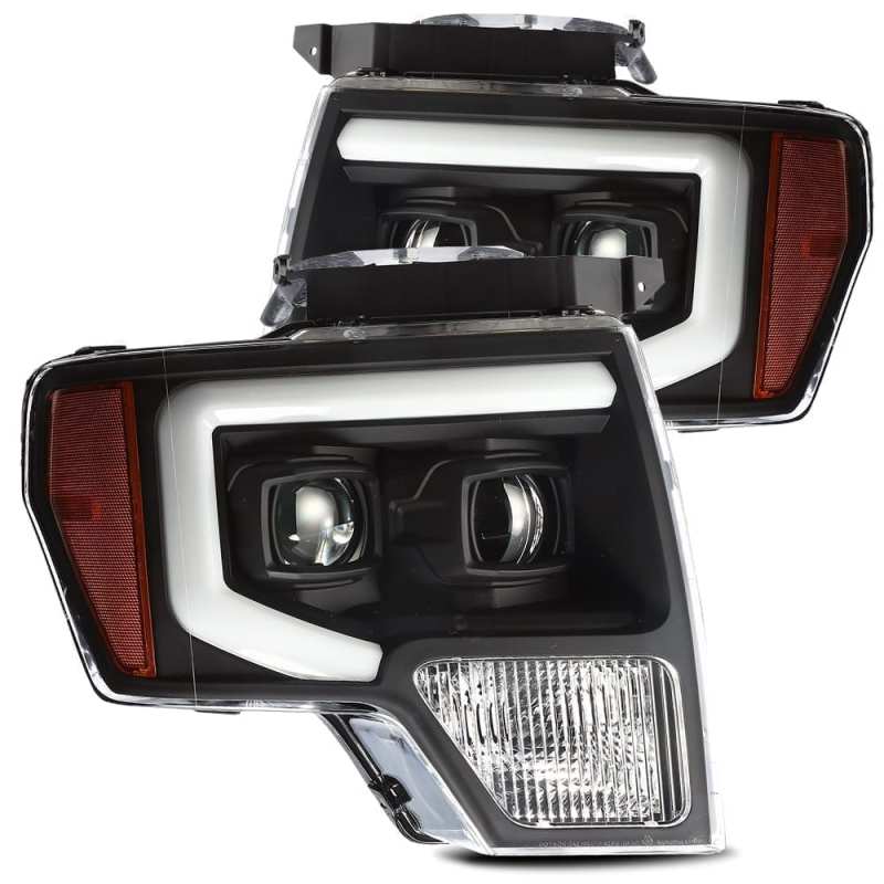 AlphaRex 880179 fits Ford 09-14 F-150 LUXX LED Proj Headlights Plank Style Black w/Activ Light/Seq Signal/DRL