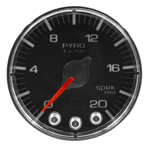 AutoMeter P310318 Autometer Spek-Pro Gauge Pyro. (Egt) 2 1/16in 2000f Stepper Motor W/Peak & Warn Blk/Chrm