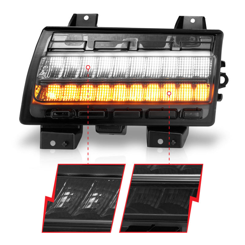 ANZO 511087 2021 fits Jeep 18-20 Wrangler LED Side Markers Chrome Housing Smoke Lens w/ Seq. Signal Low Config