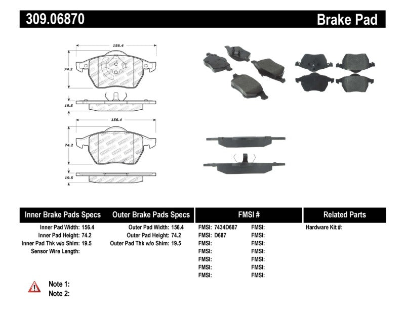 Stoptech 309.0687 Performance Brake Pads