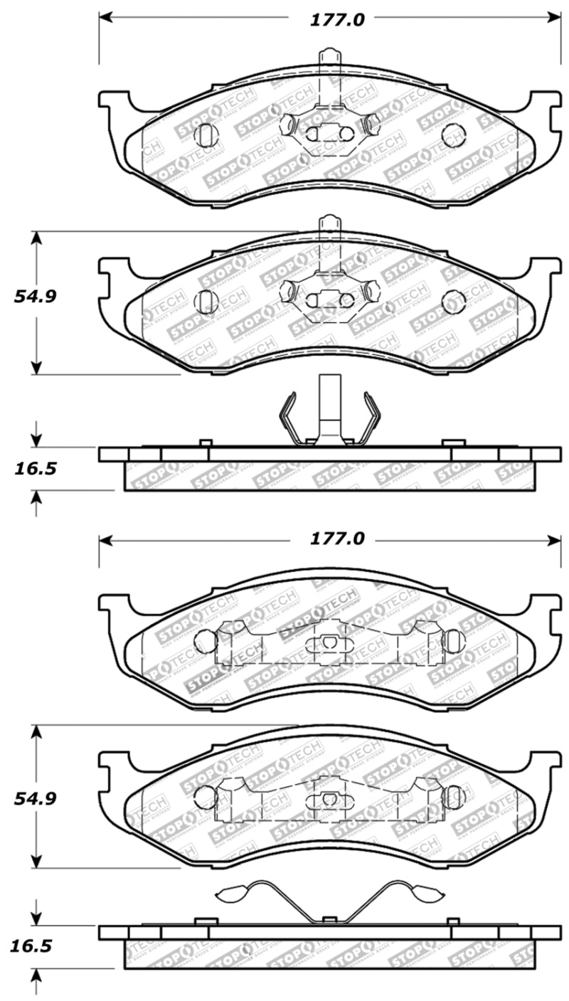 Stoptech 309.0477 Sport Brake Pads w/Shims and Hardware - Rear