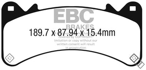 EBC UD1910 2015+ fits Chevrolet Tahoe 2WD (6 Piston Brembo) Ultimax2 Front Brake Pads