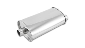 Vibrant 1104 Power Oval Muffler - 2in Inlet/Dual Outlet (Center In - Offset Out
