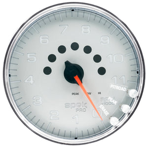 AutoMeter P23921 Autometer Spek-Pro Gauge Tachometer 5in 11K Rpm W/Shift Light & Peak Mem Silver/Chrome