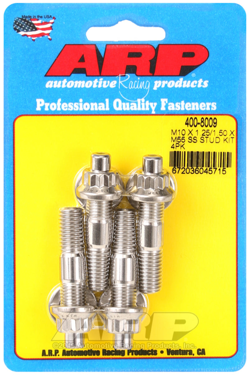ARP 400-8009 M10 X 1.25/1.50 X 55mm Broached Stud Kit (4 pcs)
