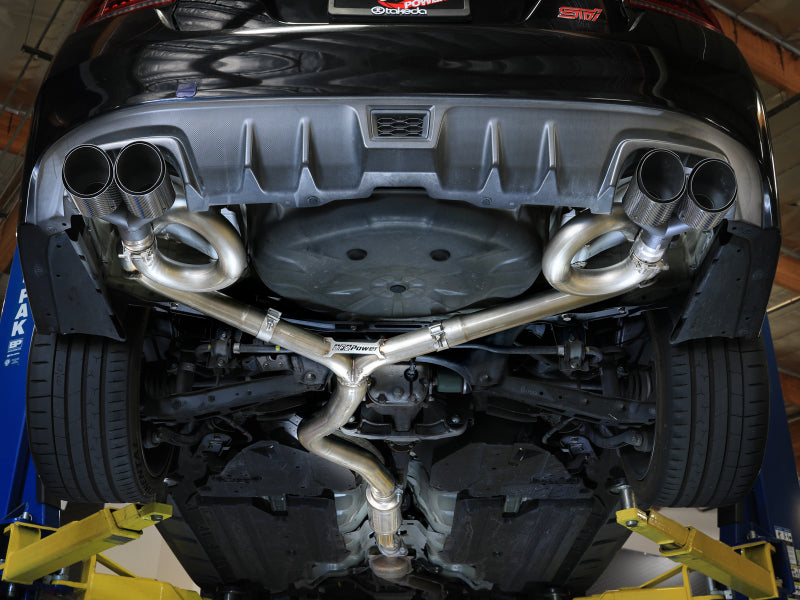 aFe 49-36810-C fits Subaru WRX/STi 15-21 H4-2.0/2.5L Takeda 3in to 2-1/2in Stainless Cat-Back Exhaust Crbn Fiber Tip