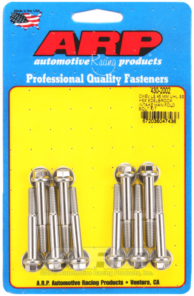 ARP 430-2002 fits Chevy LS 45Mm UHL Hex Edelbrock Intake Manifold Bolt Kit