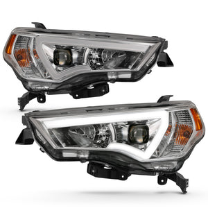 ANZO 111417 14-18 fits Toyota 4 Runner Plank Style Projector Headlights Chrome w/ Amber