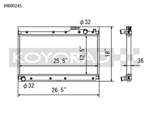 Koyo VH060245 89-97 fits Mazda MX-5 Miata 1.6/1.8L (MT) Radiator