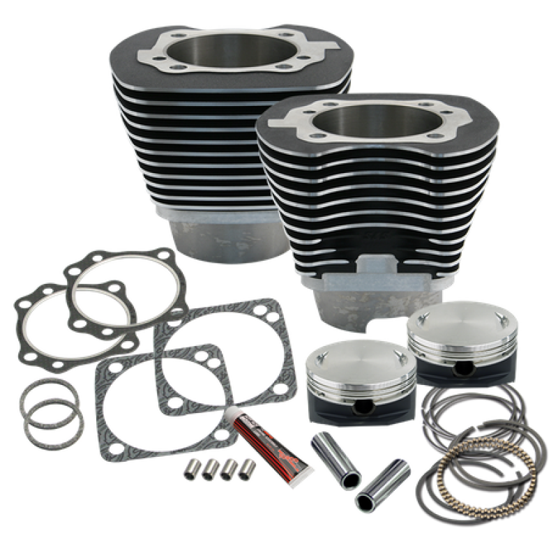 S&S 910-0226 Cycle 99-06 BT 4-1/8in Bore Cylinder & Piston Kit - Wrinkle Black