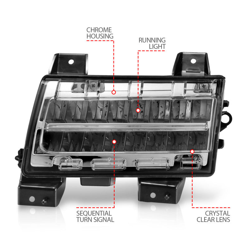 ANZO 511086 2021 fits Jeep 18-20 Wrangler LED Side Markers Chrome Housing Clear Lens w/ Sequential Signal