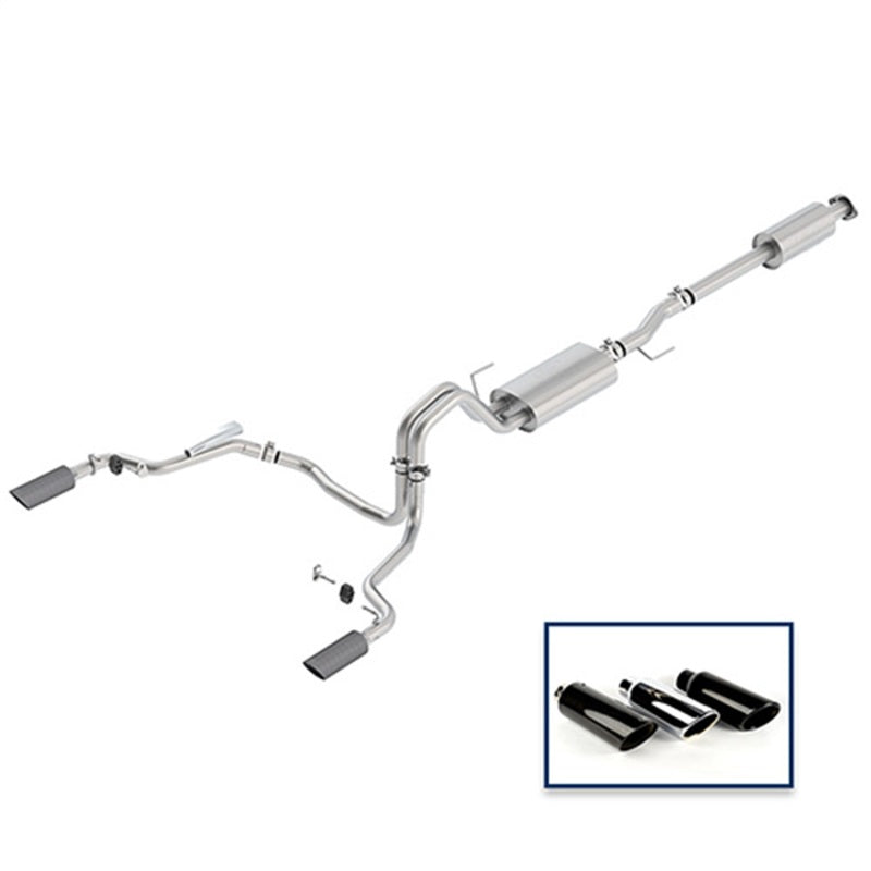 fits Ford 15-18 Racing M-5200-F1550DTFA F-150 5.0L Cat-Back Touring Exhaust System - Rear Exit Carbon Fiber Tips