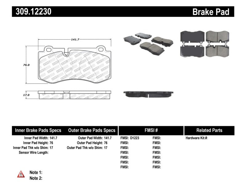 Stoptech 309.1223 Performance Brake Pads