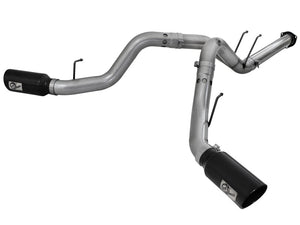 AFE 49-43122-B Bore-HD 4in 409 Stainless Steel DPF-Back Exhaust w/Black Tip 15-