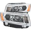 ANZO 111328 2015 fits Jeep 14-20 Grand Cherokee Projector Headlights w/ Plank Style Design Chrome