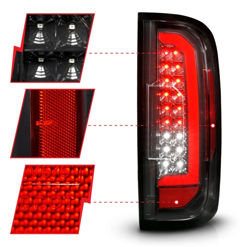 ANZO 311434 fits GMC 15-21 Canyon Full LED Taillights w/ Red Lightbar Black Housing/Clear Lens