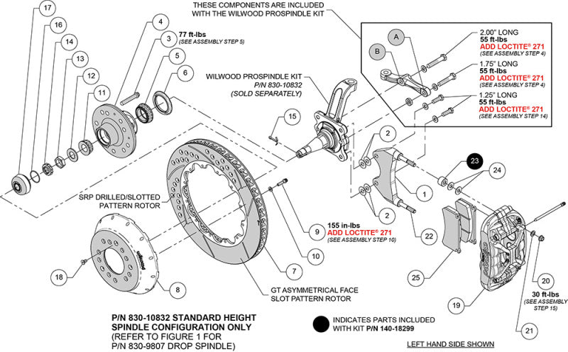 Wilwood kit front XRS6R wwe pro spindle 14.00 rotor SRP red