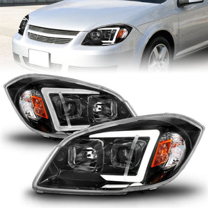 ANZO 121573 05-10 Chevrolet Cobalt / 07-10 Pontiac G5 LED Projector Headlights w/ Seq Black Housing