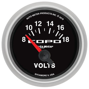 AutoMeter 880874 Autometer 52mm 18V Electric Voltmeter fits Chevrolet COPO Camaro
