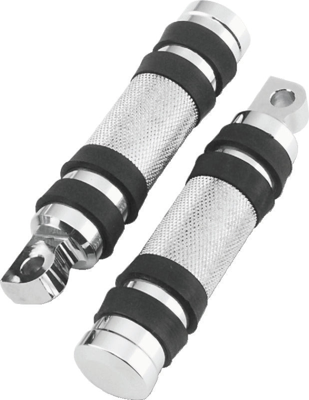 Bikers Choice 490485 Big Twin & XL Chrome Knurled Male Mount Footpegs W/Rubber
