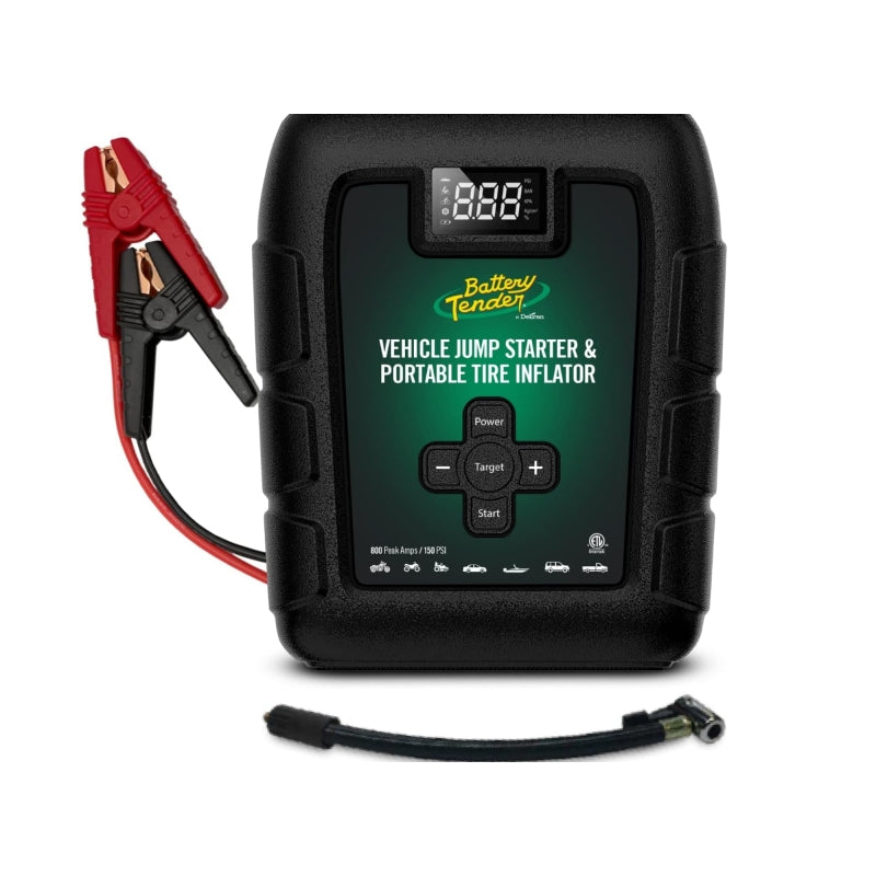 Battery 030-3010-WH Tender 800AMP Jump Starter 7200mAh Power Pack and 140 PSI Tire Inflator