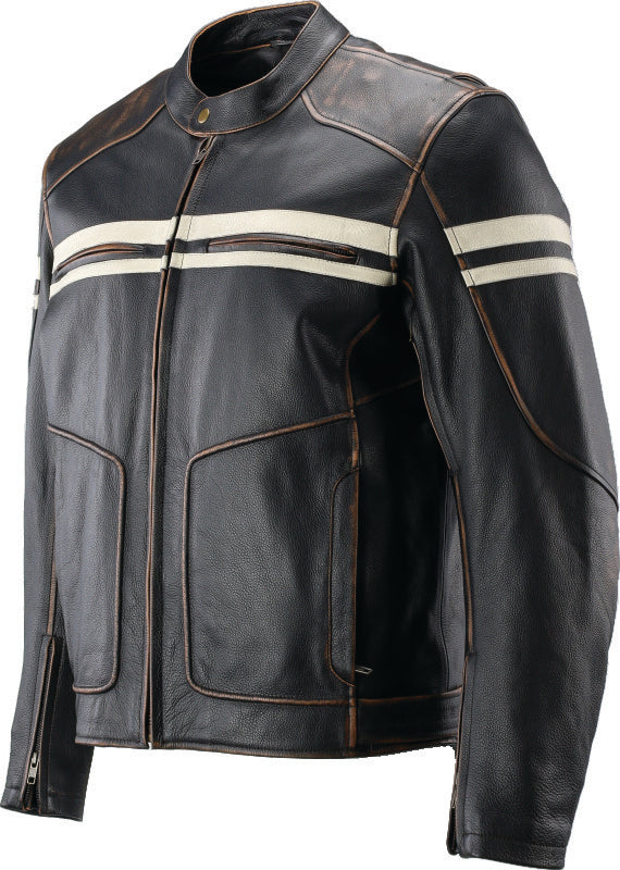 Kuryakyn 094382 Kuryakyn Leather By River Road Hoodlum Vintage Leather Jacket Black - Small