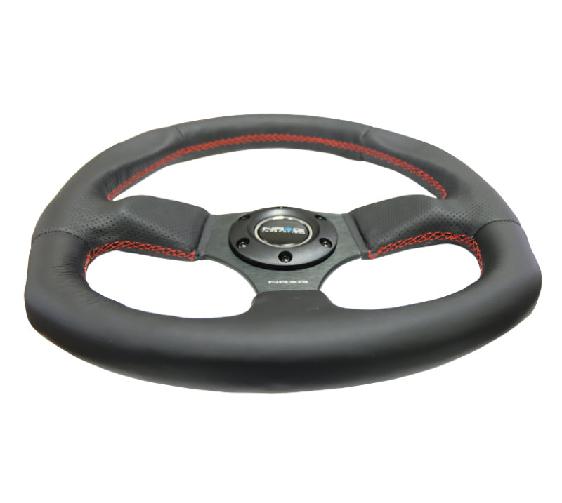 NRG RST-009R-RS RST-009R-RS Reinforced Steering Wheel Leather w/Red Stitching