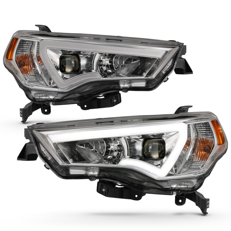 ANZO 111417 fits Toyota 14-18 4 Runner Plank Style Projector Headlights Chrome w/ Amber